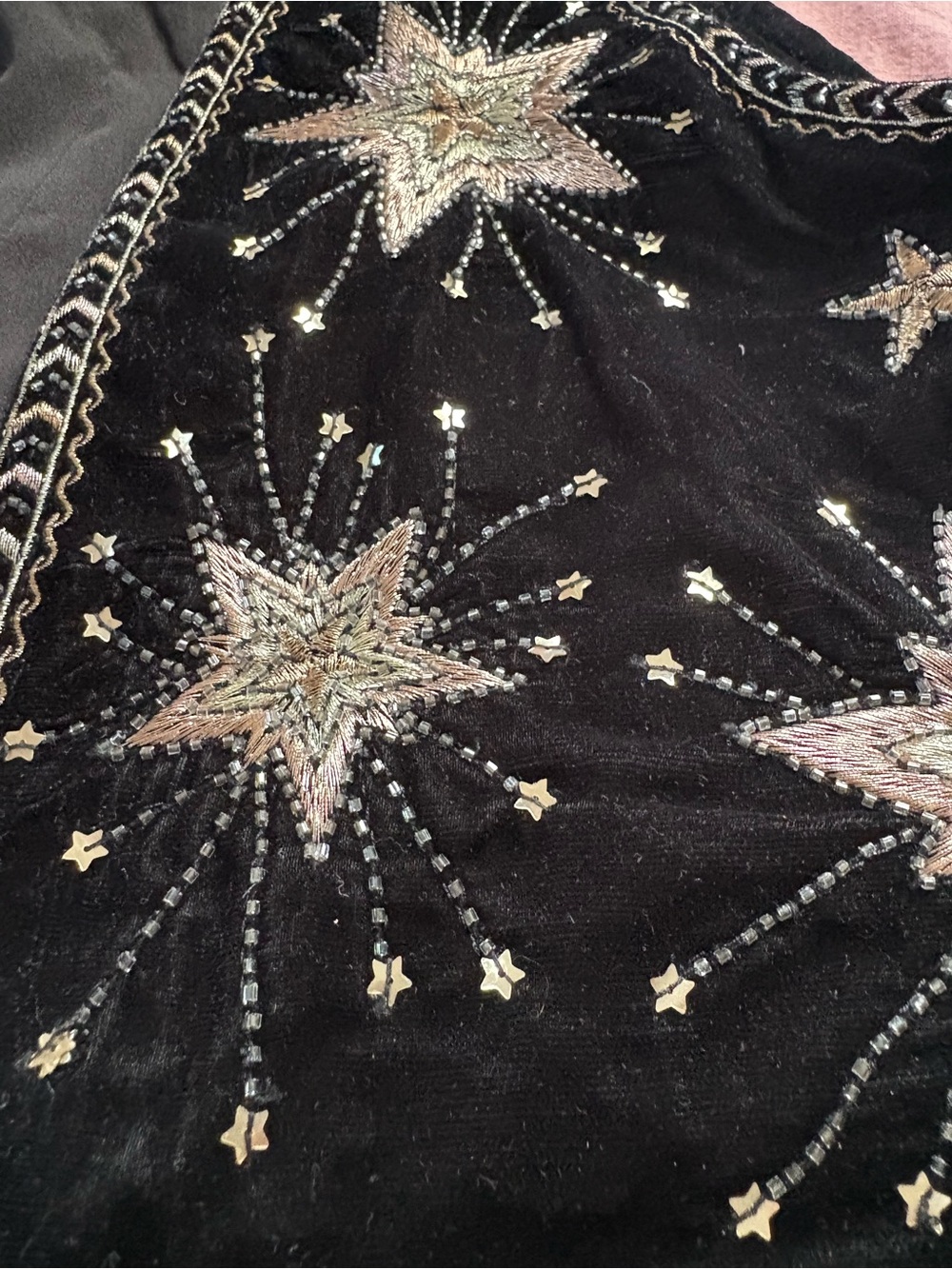 Free People Stargaze Vest Black Velvet Embroidered Sequin Western Boho Medium - Picture 6 of 9